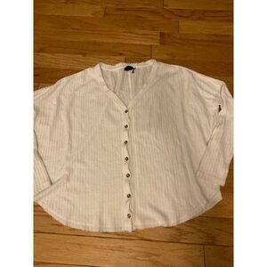 Out From Under, Urban Outfitters, white oversized waffle knit button front S